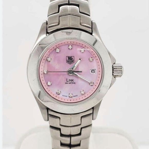Tag Heuer Accessories - Pink Mother of Pearl Tag Heuer with Eleven Diamonds
